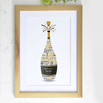 Personalised 40th Birthday Champagne Word Art, 7 of 10