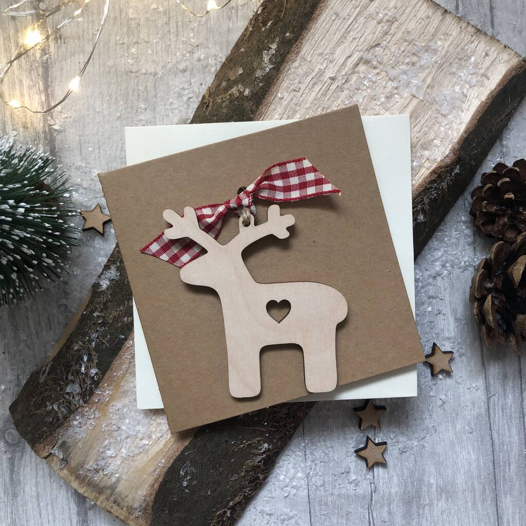 wooden decoration christmas card pack of three by alphabet bespoke ...