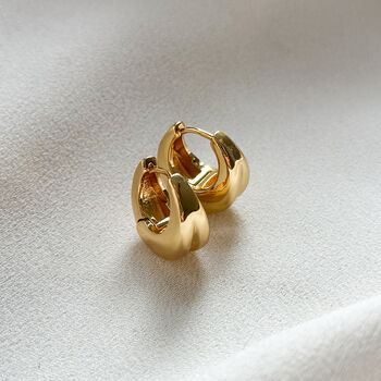 18k Gold Chunky Double Hoop Earrings, 3 of 4
