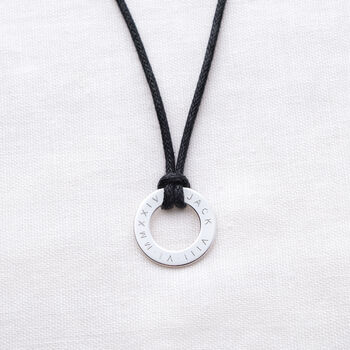 Men's Personalised Silver Cord Washer Necklace, 2 of 5