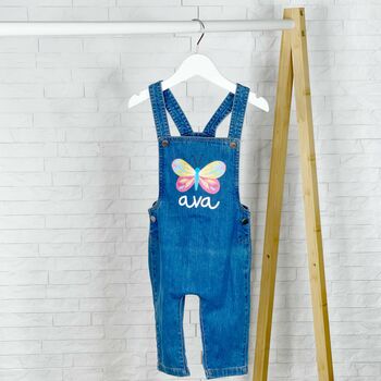 Butterfly Personalised Baby/Kids Denim Dungarees, 2 of 6