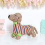 Knitted Dachshund Sausage Dog Soft Toy, thumbnail 1 of 4