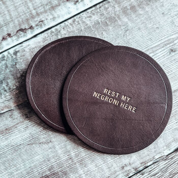 Custom Luxe 3rd Anniversary Leather Coasters, 3 of 4