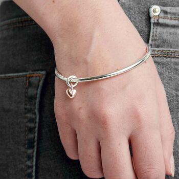 Sweetheart Silver And Gold Recycled Heart Bangle, 7 of 9