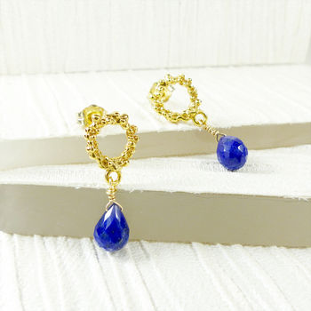 Lapis Lazuli Vermeil Studded Earrings, 2 of 4