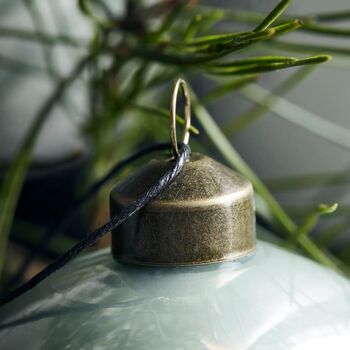 Green Stripe Glitter Glass Bauble Set Of Two, 4 of 4