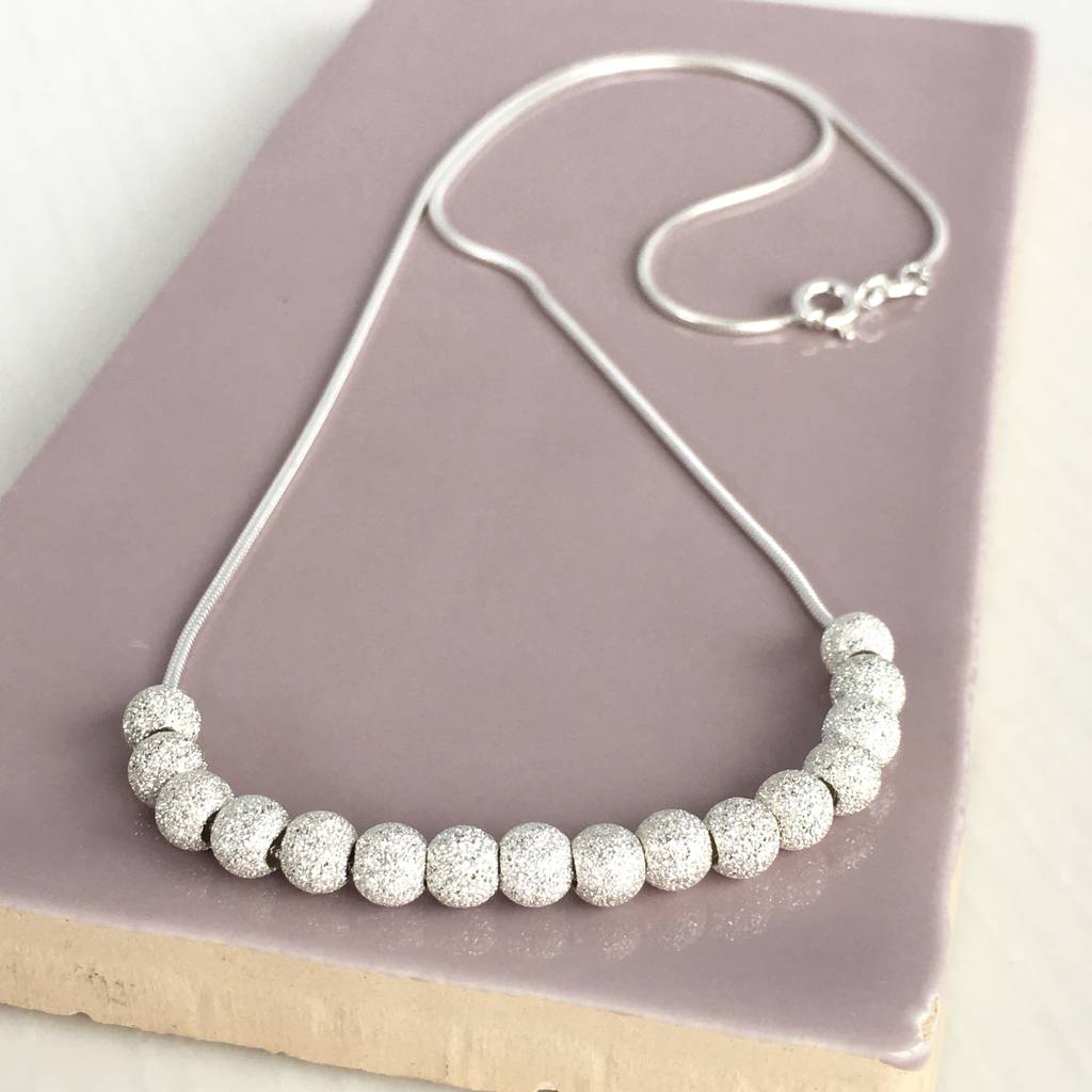 16th Birthday Sparkly Silver Beads Necklace By Handmade by Helle 