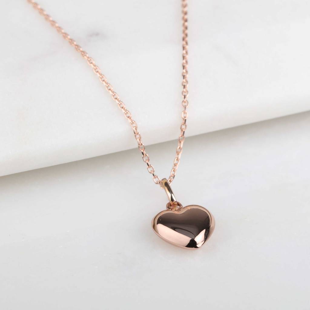 Polished Rose Gold Plated Heart Charm Necklace By Nest ...