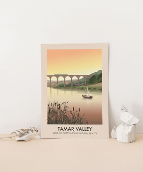 Tamar Valley Aonb Travel Poster Art Print, 3 of 8