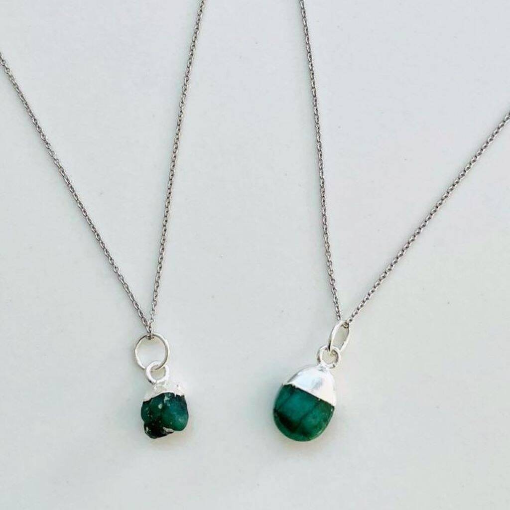 May Birthstone Necklace, Emerald, Silver Plated, 1 of 8