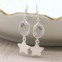Silver Plated Star And Crystal Drop Earrings, thumbnail 1 of 2