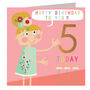 Copper Foiled Flower Girl 5th Birthday Card, thumbnail 2 of 5