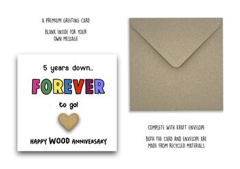 Wood Five Year Anniversary Card, 4 of 7