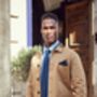 Mens Navy And Green Geometric Print Pocket Square, thumbnail 4 of 6