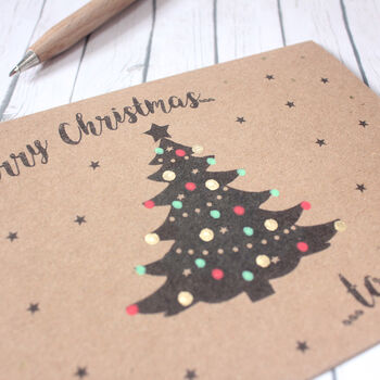 Personalised Christmas Tree Card With Gold Dots, 3 of 5