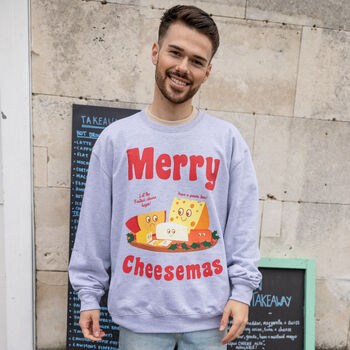 Merry Cheesemas Men's Christmas Jumper, 2 of 4