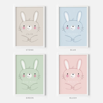 Cute Bunny Rabbit Personalised Name Print, 10 of 10