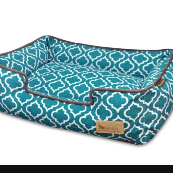 Teal Moorish Design Durable Eco Dog Bed, 2 of 3