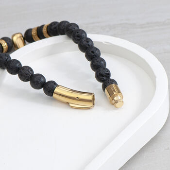 Personalised Men's Gold Plated Skull Beaded Bracelet, 5 of 8