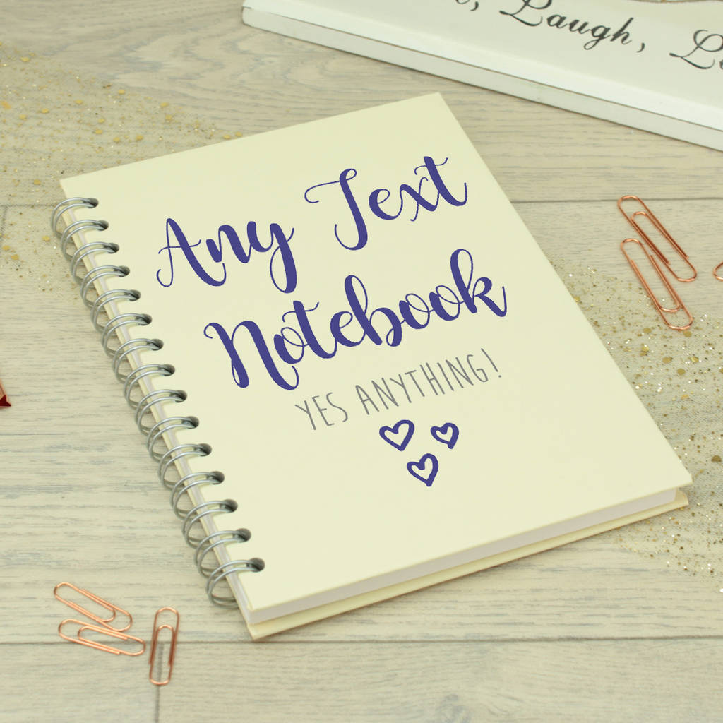 Personalised Ring Bound Any Text Notebook By Dreams To Reality Design