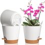 Set Of Three White Self Watering Plants Pots, thumbnail 3 of 8