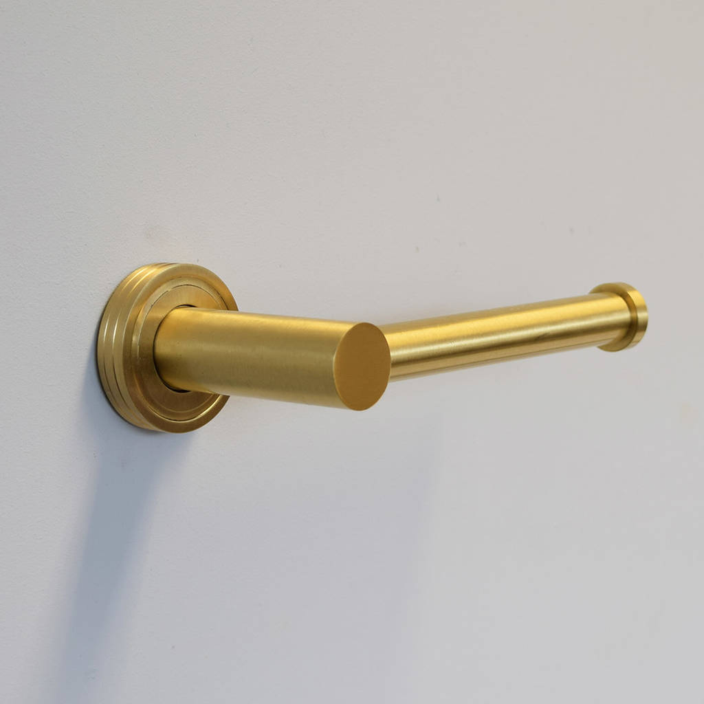 modern solid brushed brass toilet roll holder by pushka home