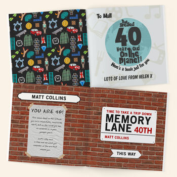 Personalised 40 Th Birthday Book 'Memory Lane', 4 of 12