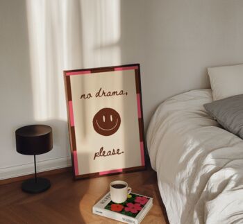 No Drama Smile Wall Art Print Colourful Home Decor, 6 of 10