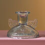 Vintage Art Deco Glass Wing Candlestick Blue, thumbnail 2 of 4
