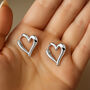 Sterling Silver Chunky Heart Hoop Earrings, thumbnail 6 of 6