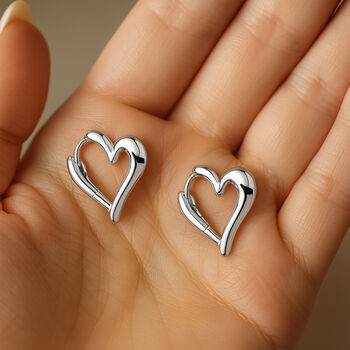 Sterling Silver Chunky Heart Hoop Earrings, 6 of 6