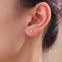 Sterling Silver Tiny Moonstone Internally Threaded Earrings, thumbnail 6 of 12