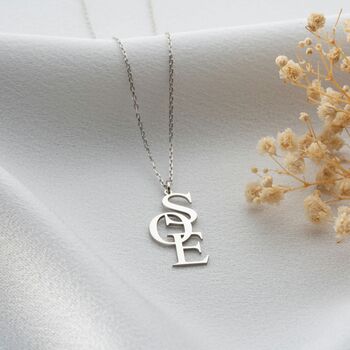Vertical Initials Necklace In Sterling Silver, 3 of 8