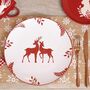 Red Reindeer Christmas Dinner Plates, thumbnail 1 of 10