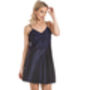 British Made Navy Blue Short Satin Nightdress With Lace Detail Ladies Size 8 To 28 UK, thumbnail 3 of 4