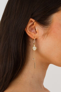 Gold Plated Cosmic Planet And Star Drop Earrings, 3 of 8