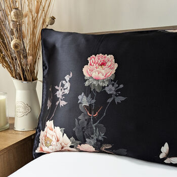 Silk Pillowcase Black 100% Pure Soft Mulberry Silk Floral Luxury Hair Care Standard Double, 6 of 7
