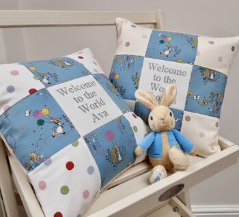 Peter Rabbit Welcome To The World Cushion, 9 of 9