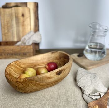Handmade Wooden Oval Bowl, 3 of 4