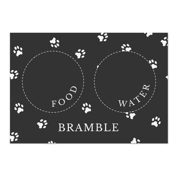Personalised Black Pet Bowl Mat, 2 of 3