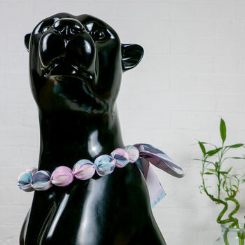 Chunky, Fabric Bead Necklace 'Wildflower Silhouette', 3 of 6