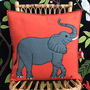 Exotic Elephant Wool Cushion With Hand Embroidery, thumbnail 1 of 4