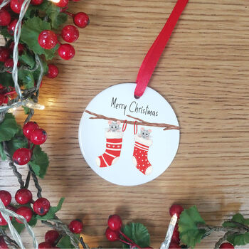 Personalised Stocking Mice Christmas Tree Decoration, 3 of 9