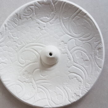 Paisley Pattern White Clay Incense Burner, 2 of 4