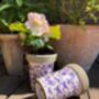 Aged Blue Floral Ceramic Plant Pot – Garden Planter, thumbnail 3 of 5