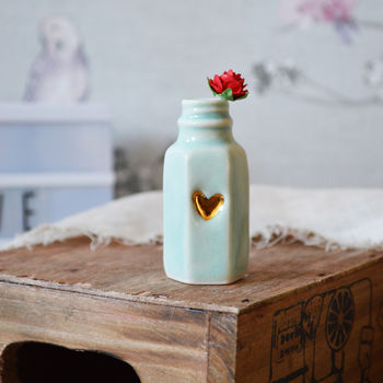Porcelain Bottle With A Gold Heart And Red Rose, 11 of 12
