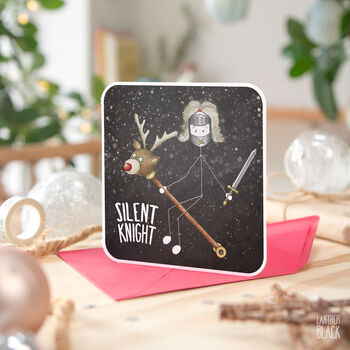 Silent Knight Funny Christmas Card Medieval History Pun, 4 of 4