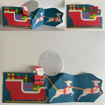 Handmade Santa Riding His Sleigh Pop Up Christmas Card, 2 of 3