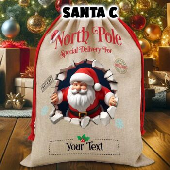 Personalised Christmas Santa Breakout Santa Sack, 4 of 4