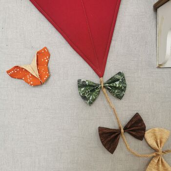 Kite Wall Hanging, Woodland Theme Bedroom, Whimsical Autumnal Nursery Decor, Red Brown Orange Green Yellow Door Name Sign, Child's Playroom, 2 of 7